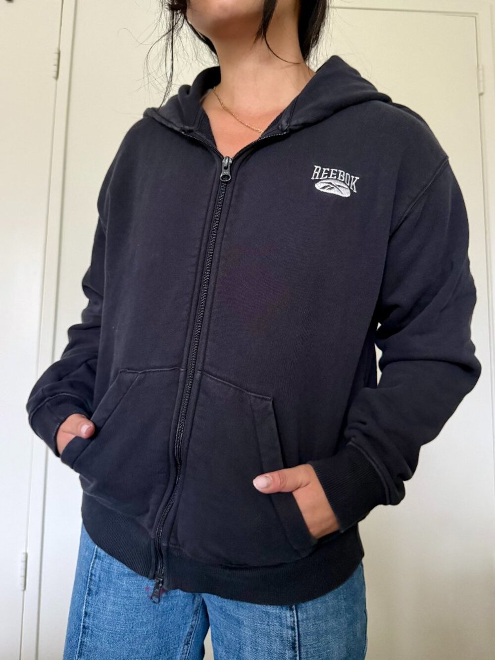 Vintage Reebok Full Zip Black Sweatshirt